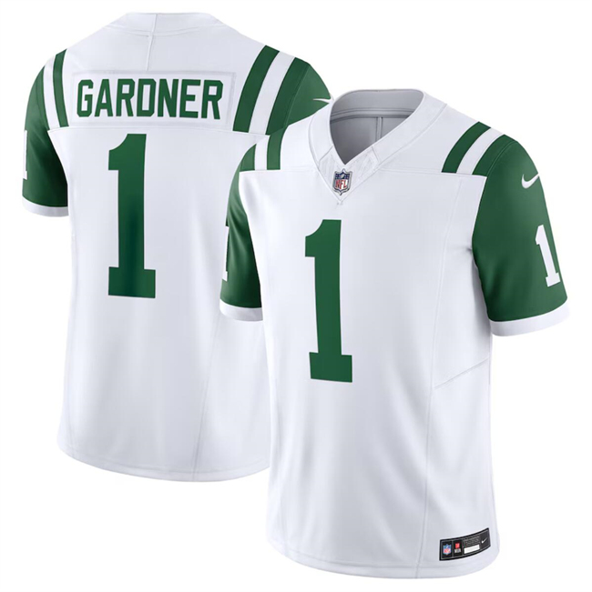 Men's New York Jets #1 Sauce Gardner White Classic Alternate Vapor F.U.S.E. Limited Football Stitched Jersey